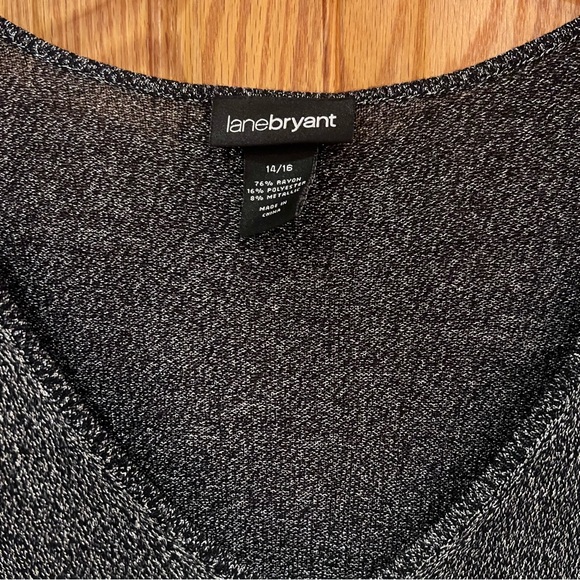 Lane Bryant V-Neck Silver Gray & Black Colorblock Metallic Sweater Size 14/16 - Picture 7 of 10